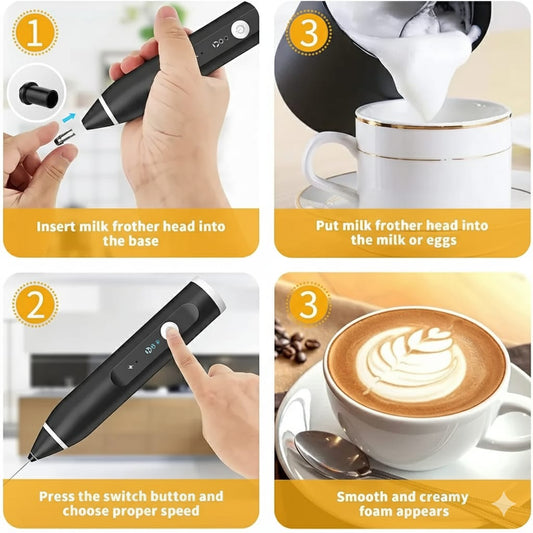 2-in-1 Electric Rechargeable Coffee Beater & Milk Frother – Handheld Mini Blender & Egg Beater for Kitchen Use