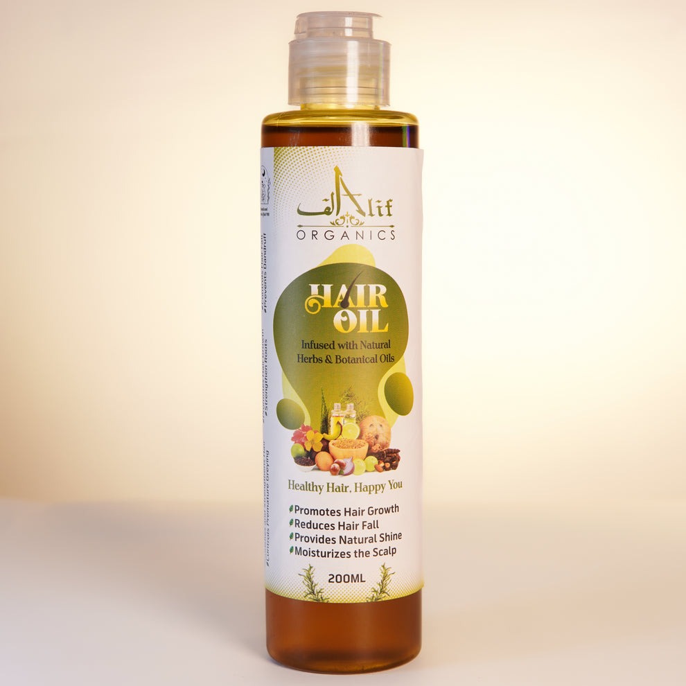 Alif Organics Natural Hair Oil | Infused with Herb & Botanical Oils | Promotes Growth & Reduces Hair Fall | 200ML