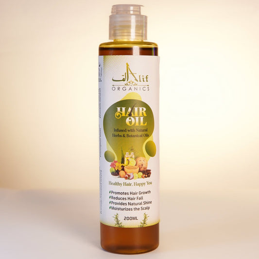 Alif Organics Natural Hair Oil | Infused with Herb & Botanical Oils | Promotes Growth & Reduces Hair Fall | 200ML