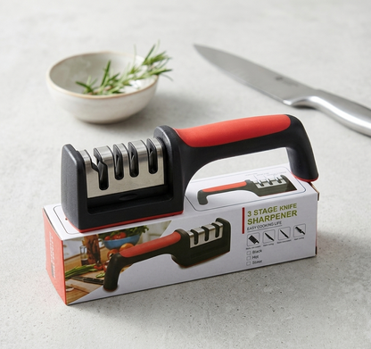 3-Stage Professional Knife Sharpener – Manual Kitchen Knife Sharpening Tool