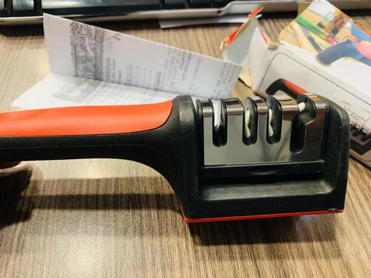 3-Stage Professional Knife Sharpener – Manual Kitchen Knife Sharpening Tool
