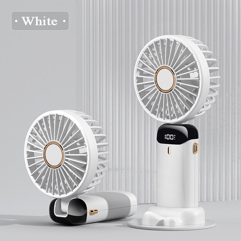 Digital Display Portable Mini Fan – 5-in-1 Multipurpose USB-C Rechargeable Handheld Fan - With Cable