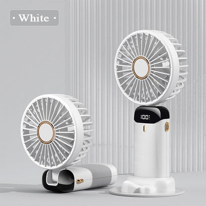 Digital Display Portable Mini Fan – 5-in-1 Multipurpose USB-C Rechargeable Handheld Fan - With Cable