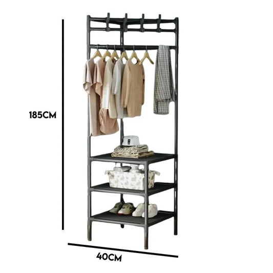 Multifunctional Corner Coat Rack | Nail-Free Installation | Space-Saving Coat & Storage Organizer | Waterproof & Durable | 3 Layers | Random Colour