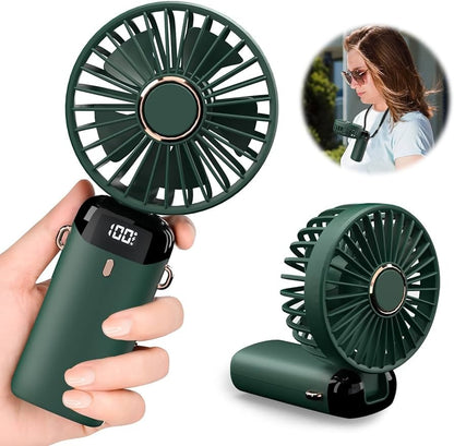 Digital Display Portable Mini Fan – 5-in-1 Multipurpose USB-C Rechargeable Handheld Fan - With Cable