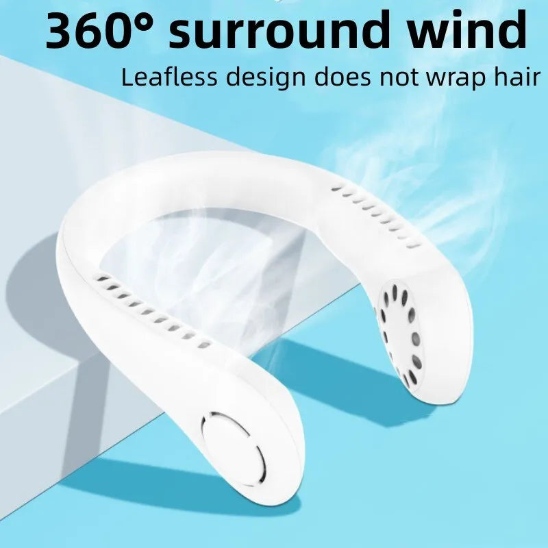 Portable Bladeless Neck Cooler – Hands-Free 360° Airflow USB Rechargeable Neck Fan for Indoor & Outdoor Use ~ 1200 mAh