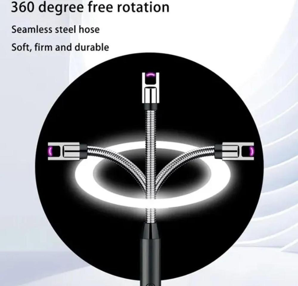 Rechargeable USB Electric Candle Lighter – Windproof Flameless Plasma Arc Lighter with 360° Flexible Long Neck