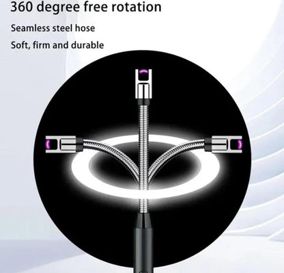 Rechargeable USB Electric Candle Lighter – Windproof Flameless Plasma Arc Lighter with 360° Flexible Long Neck