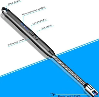 Rechargeable USB Electric Candle Lighter – Windproof Flameless Plasma Arc Lighter with 360° Flexible Long Neck