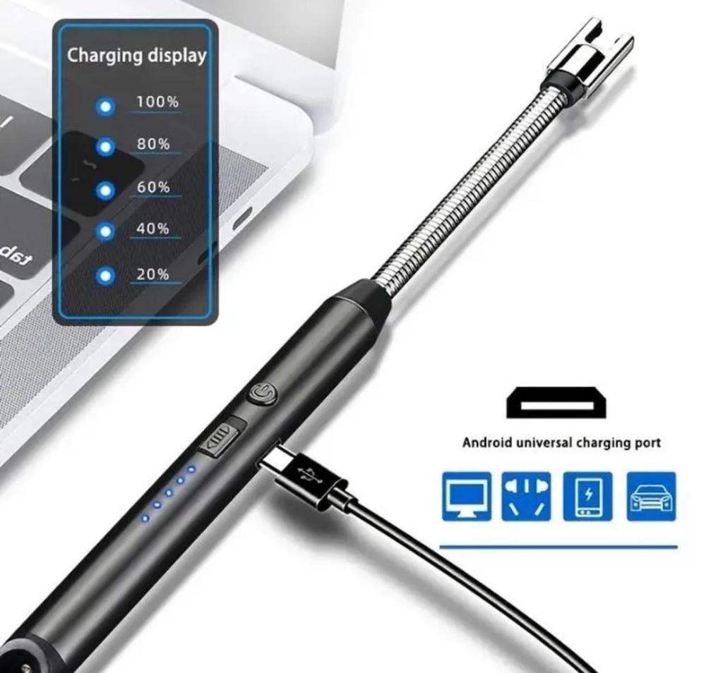 Rechargeable USB Electric Candle Lighter – Windproof Flameless Plasma Arc Lighter with 360° Flexible Long Neck