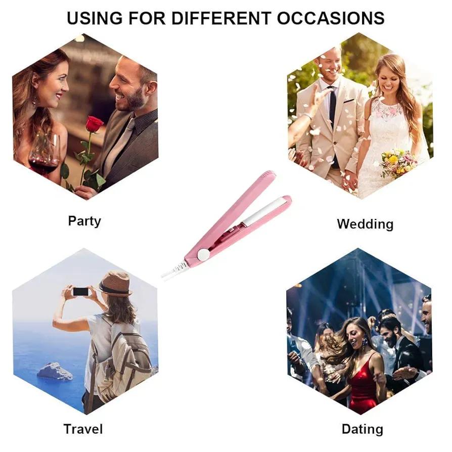 2-in-1 Mini Hair Straightener & Curler – Portable Thermostatic Ceramic Flat Iron for Dry & Wet Hair Styling - Random Color