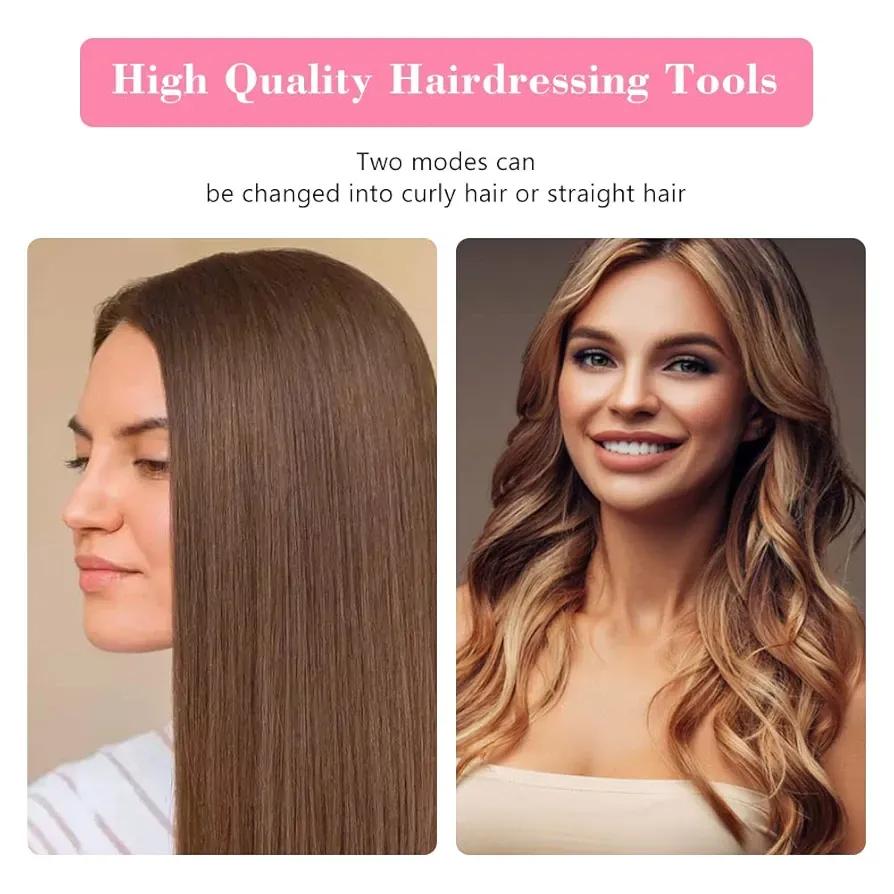 2-in-1 Mini Hair Straightener & Curler – Portable Thermostatic Ceramic Flat Iron for Dry & Wet Hair Styling - Random Color
