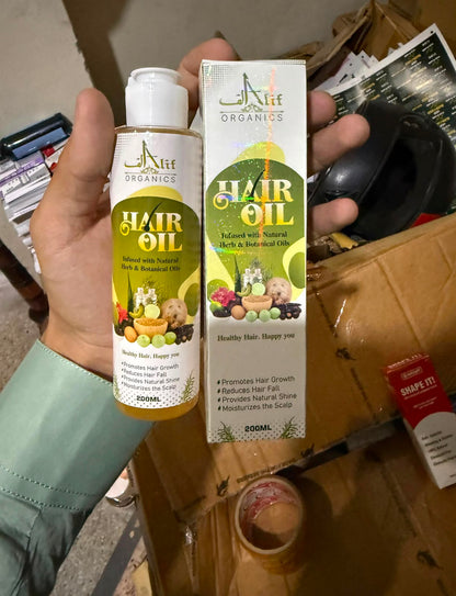 Alif Organics Natural Hair Oil | Infused with Herb & Botanical Oils | Promotes Growth & Reduces Hair Fall | 200ML