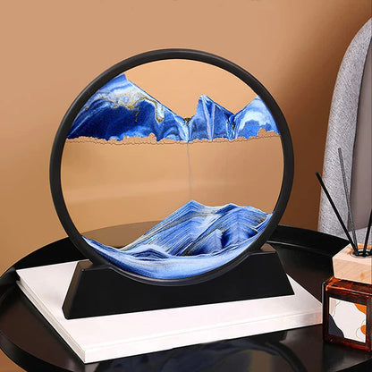 3D Moving Sand Art Lamp - Flowing Sand Painting Picture Dynamic Hourglass Night Light Decorative Desk Ornament Office Home Decor Lamp