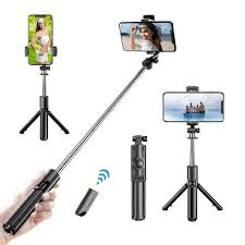R1S Multifunctional Wireless Selfie Stick Tripod – Extendable Handheld Monopod - With Light