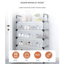 Multi Layer Dustproof Shoe Rack Organizer With Cover Foldable Plastic Shoe Storage Cabinet Durable Quality - 5 Layer