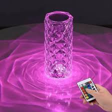 16 Colors Crystal Lamp With Remote | RGB Rose Diamond Table Lamp Rechargeable | Diamond Crystal LED Light Lamp
